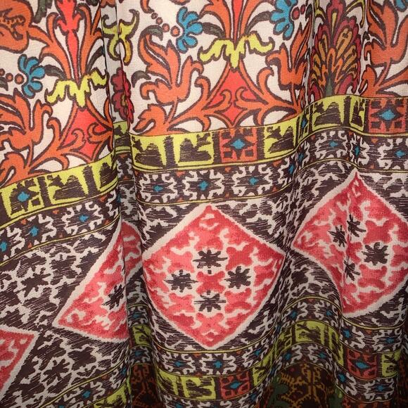 Tacera Dress- Boho Print Size small Sheer Overlay Sweetheart Neckline - Picture 4 of 5